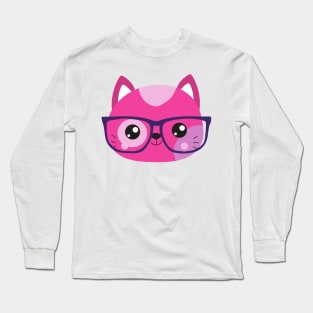 Hipster Cat, Cat With Glasses, Little Cat, Kitten Long Sleeve T-Shirt